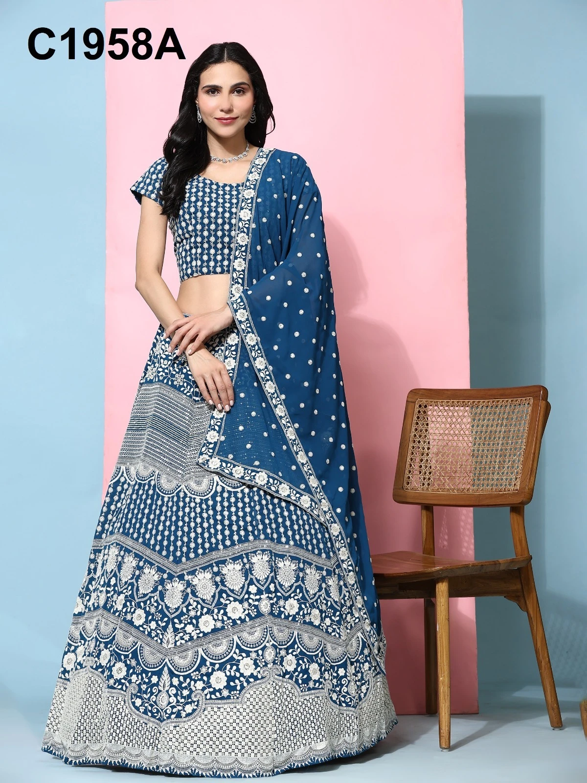 Amoha C1958A To C1958C Imported Georgette Wholesale Lehenga Catalog — Wholesale Lehenga, AMOHA wholesale from Surat - Gallery Image 3
